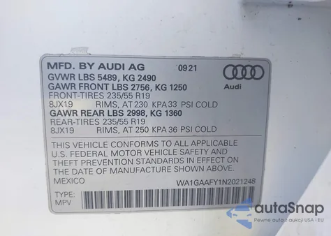 2022 Audi Q5 Premium 45 Tfsi S Line Quattro S Tronic z USA, uszkodzony, nr VIN WA1GAAFY1N2021248